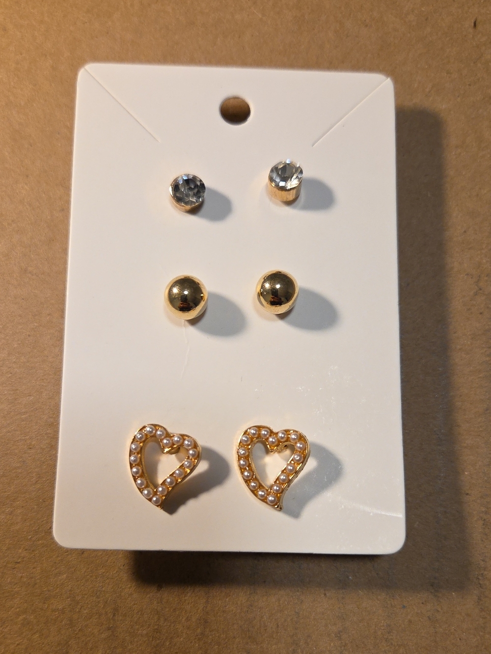 Gold Trio Stud Earring Set - 3 Pairs